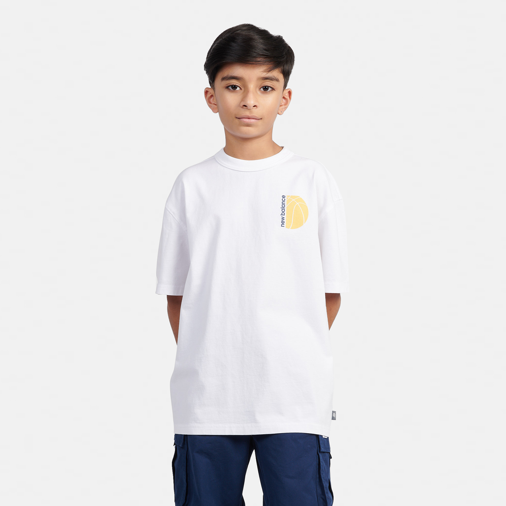 Dětské tričko New Balance LAKB0157BWE – bílé