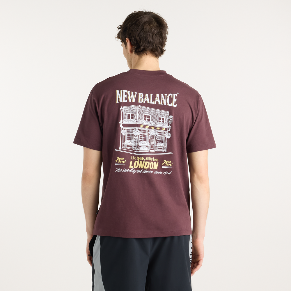 Pánské tričko New Balance Grab a Bite London T-Shirt – bordó