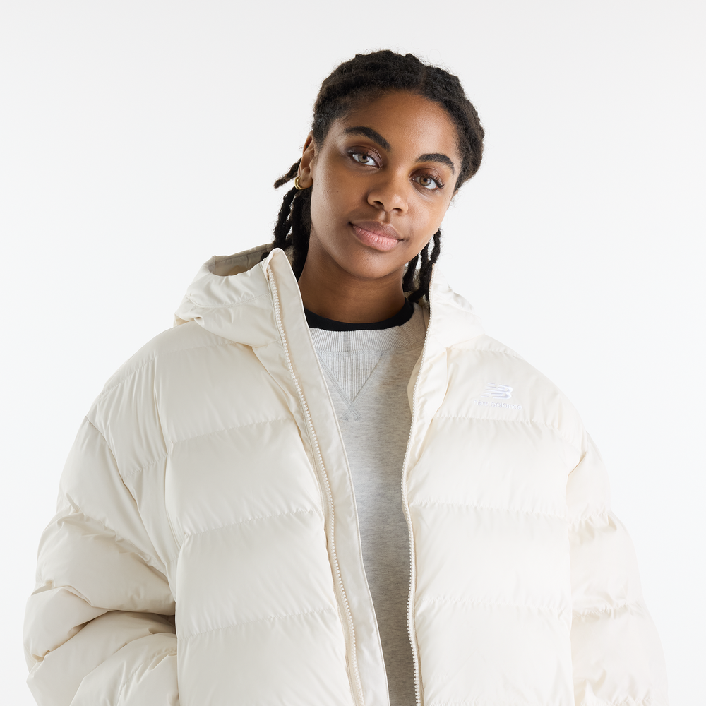 Dámská bunda New Balance Boston Puffer – béžové