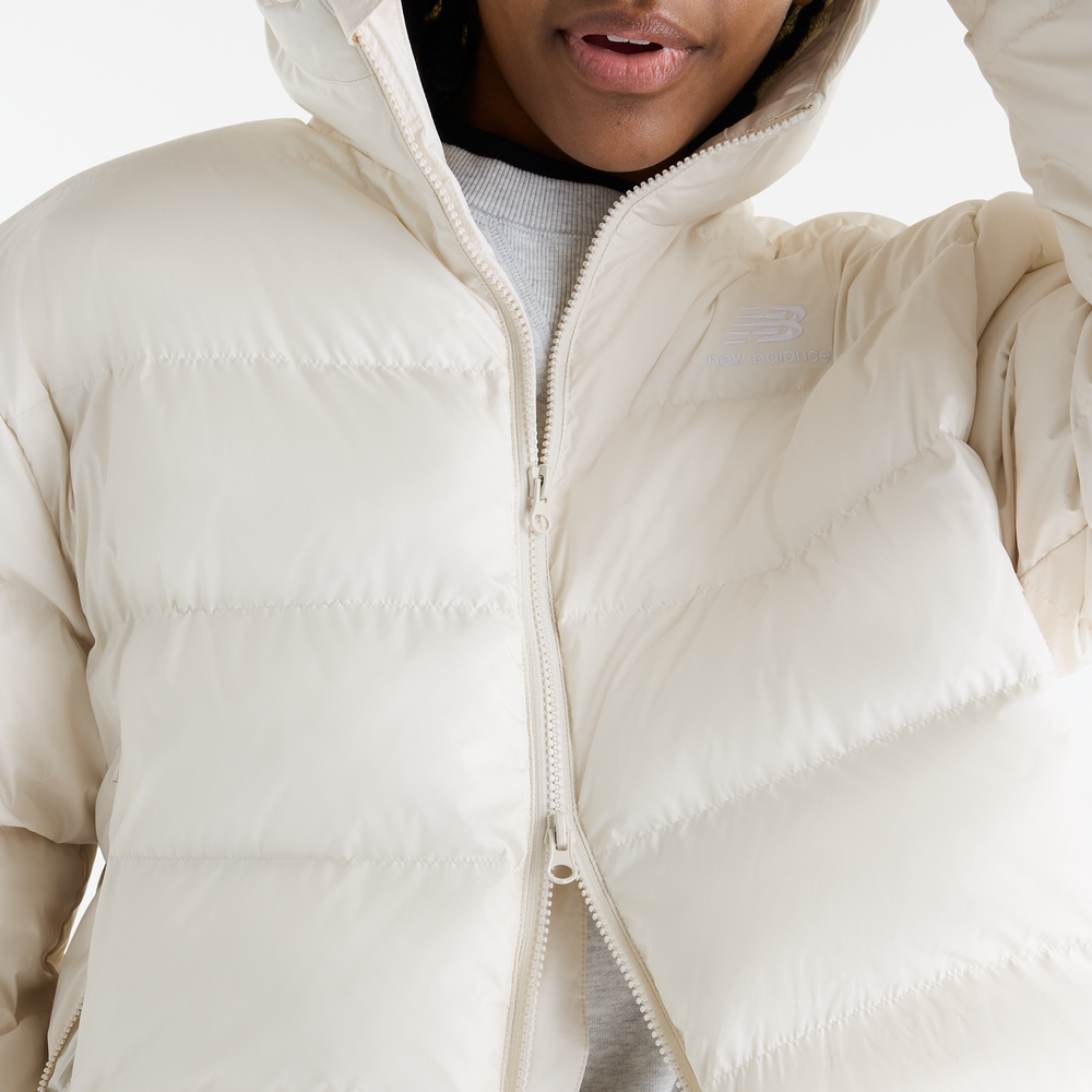 Dámská bunda New Balance Boston Puffer – béžové