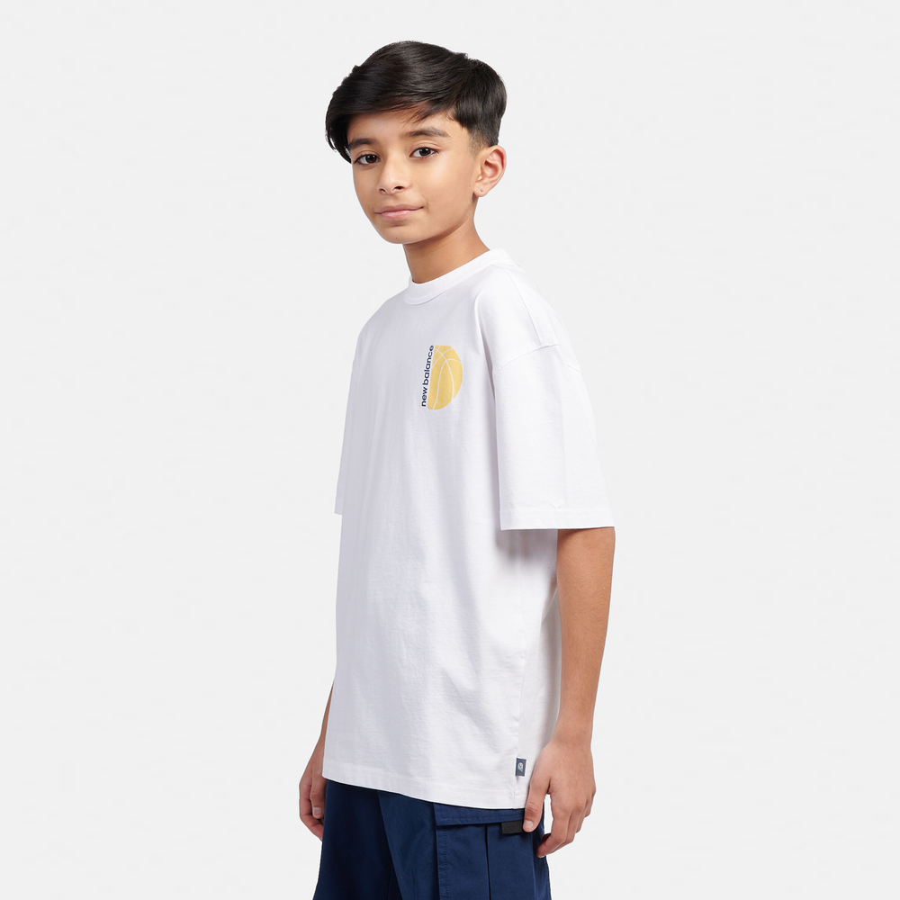 Dětské tričko New Balance LAKB0157BWE – bílé