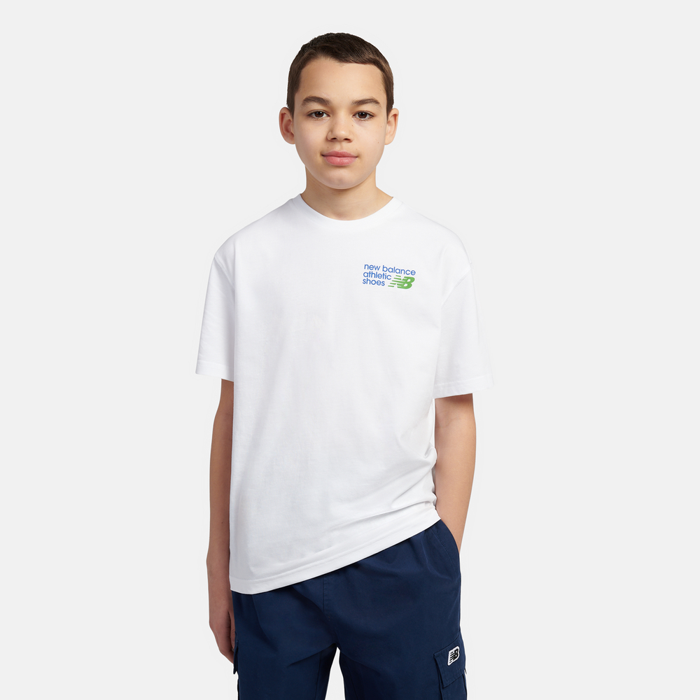 Dětské tričko New Balance LAKB0295BWE – bílé