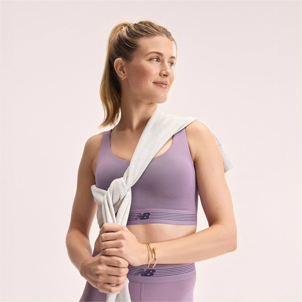 Sportovní podprsenka New Balance WB61Q0QKAA5 – fialové