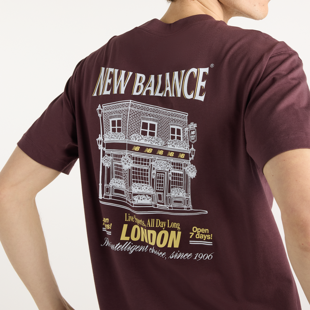 Pánské tričko New Balance Grab a Bite London T-Shirt – bordó