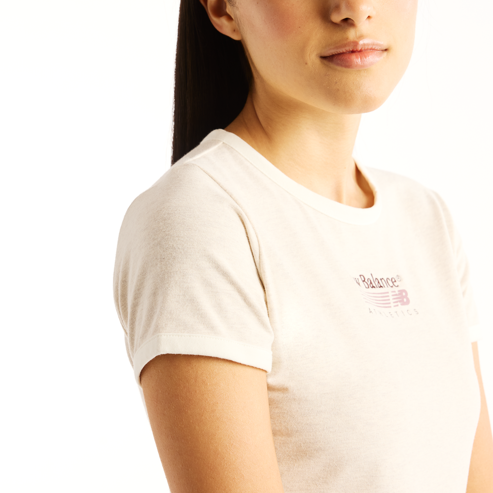 Dámské tričko New Balance Trackside Ringer T-Shirt – béžové