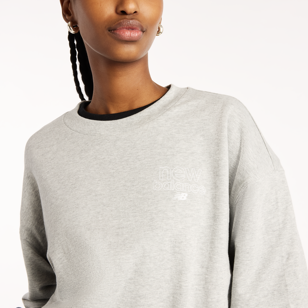 Dámské tričko New Balance Sport Oversized Graphic – šedé