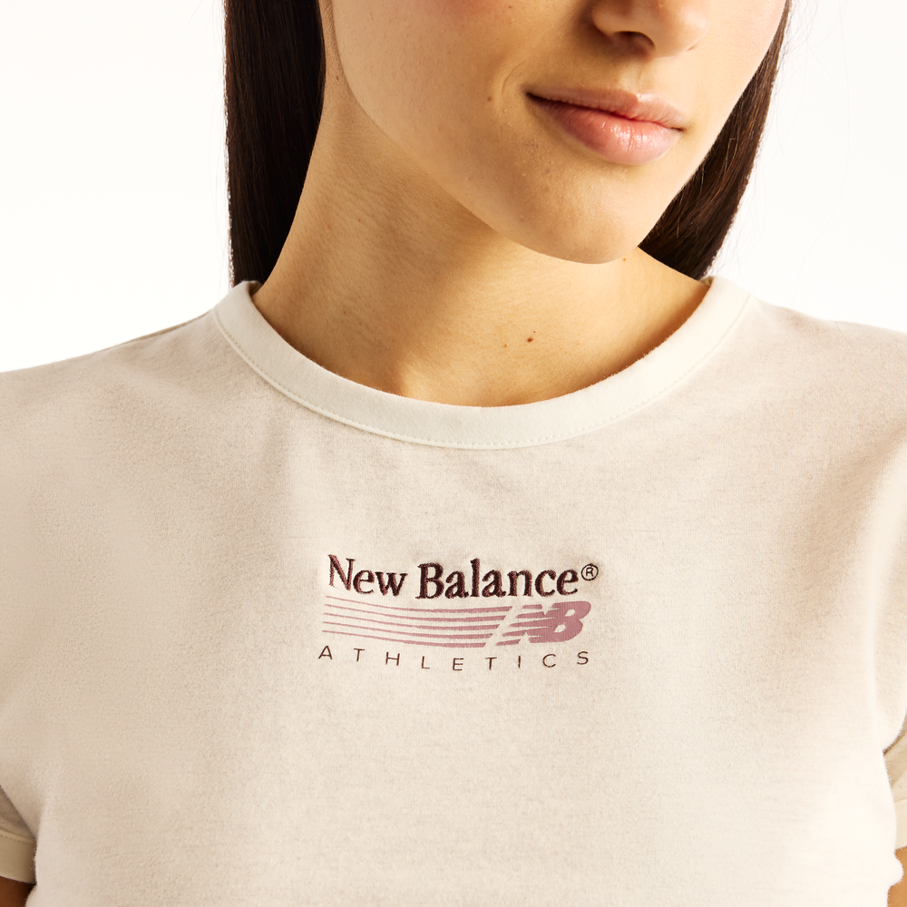 Dámské tričko New Balance Trackside Ringer T-Shirt – béžové
