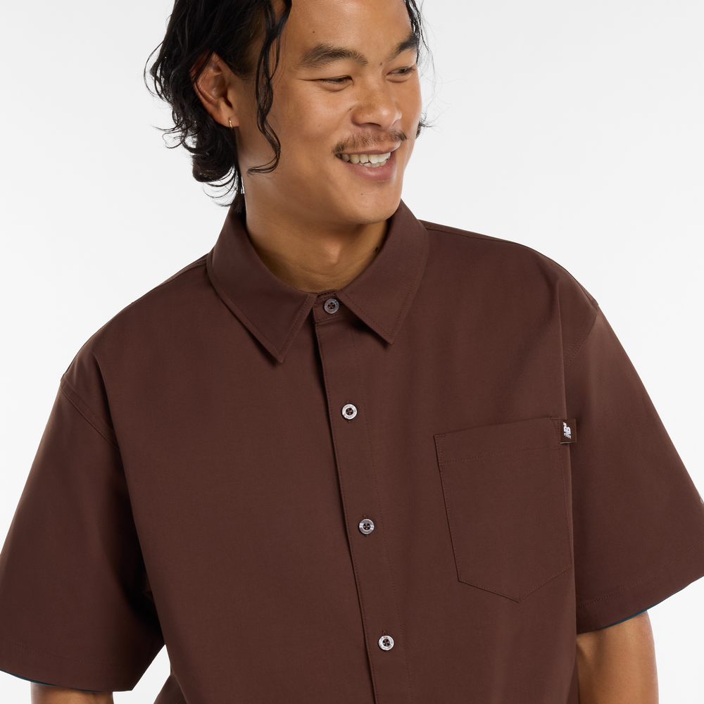 Pánská košile New Balance Numeric MT61J0V9ABJ – hnědý