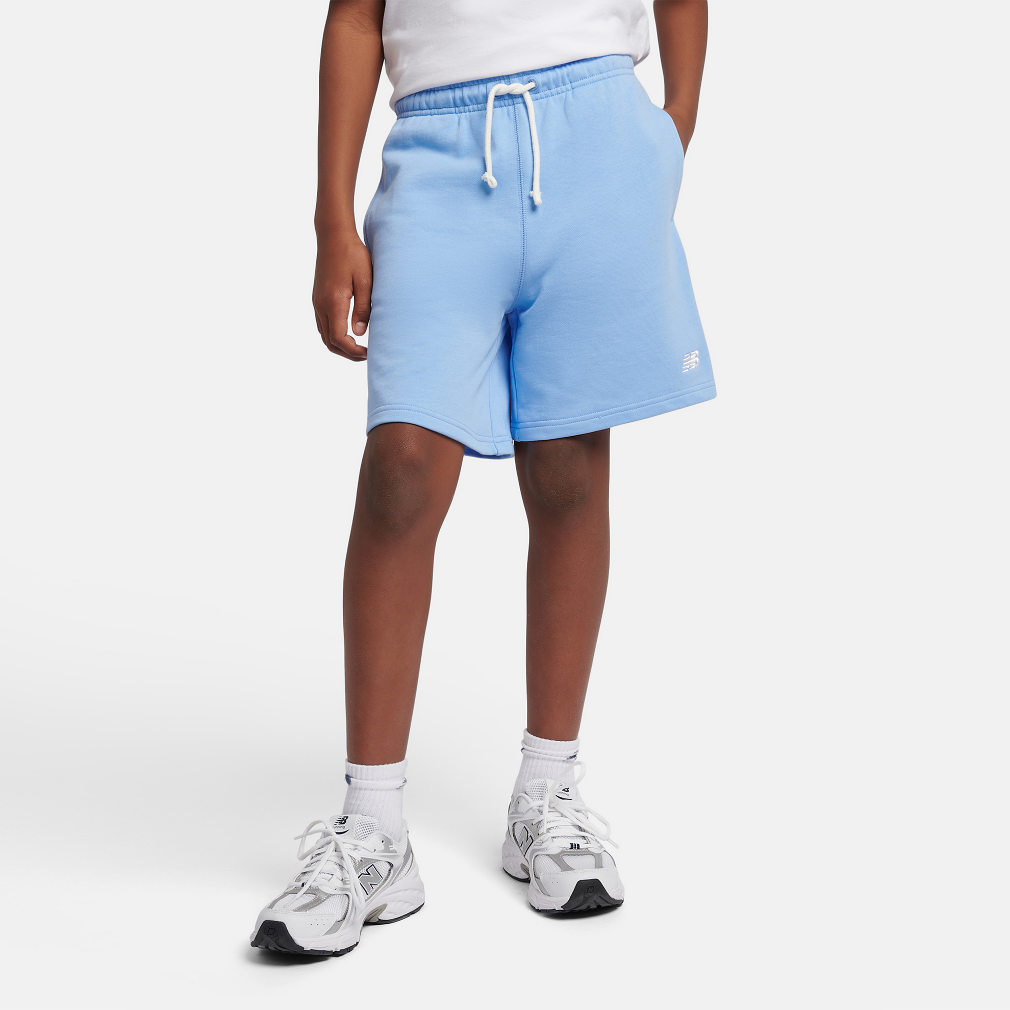 

Dětské šortky New Balance LAKB0008ELE – modré