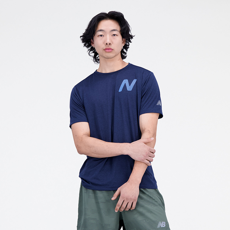 Levně Pánské tričko New Balance MT21277NML – tmavomodrá
