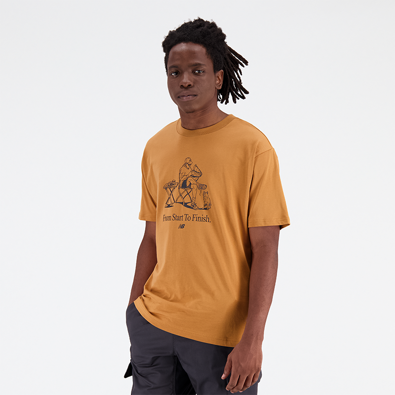 Levně Pánské tričko New Balance MT31560TOB – hnědý